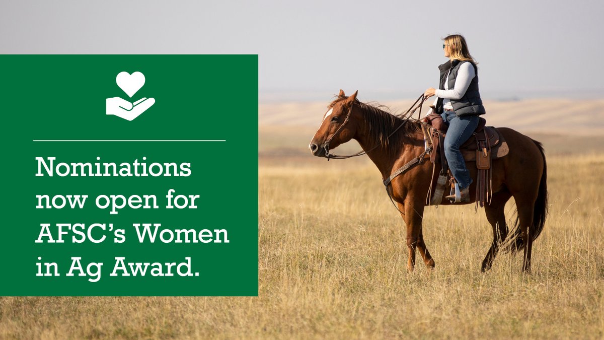 Do you know a passionate woman who has made noteworthy contributions and worked towards the advancement of women in Alberta’s agriculture and food sector? Nominations for the 2024 AFSC Women in Ag Award are now open. #ABag bit.ly/3upJlvs