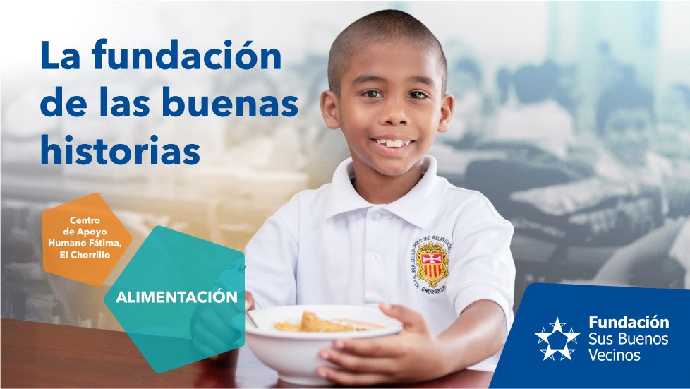 🍲 ¿Sabías que el desarrollo cerebral y biológico durante los primeros años de vida es fundamental para la vida de una persona a largo plazo? 🩵

🤝 Por ello, la Fundación Sus Buenos Vecinos mantiene alianzas con  ONG y comedores escolares que aseguran la alimentación diaria