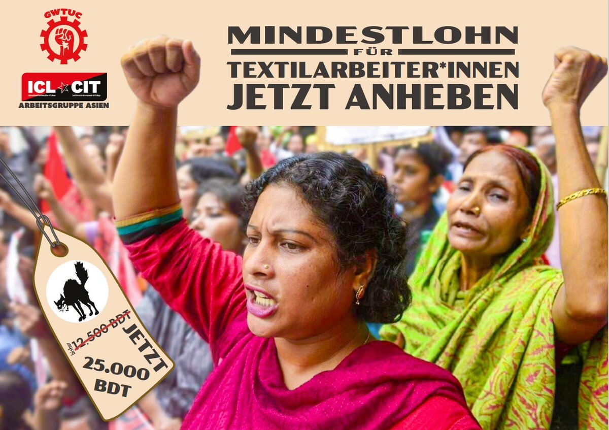 Flyer für Aktionen in Solidarität mit dem Arbeitskampf der Textilarbeiter*innen in Bangladesch gibt's jetzt auch auf Deutsch: globalmayday.net/wage-struggle-… 
Download: globalmayday.net/wp-content/upl…
25 000 BDT Mindestlohn jetzt!
#globalisethefight
#1world1struggle