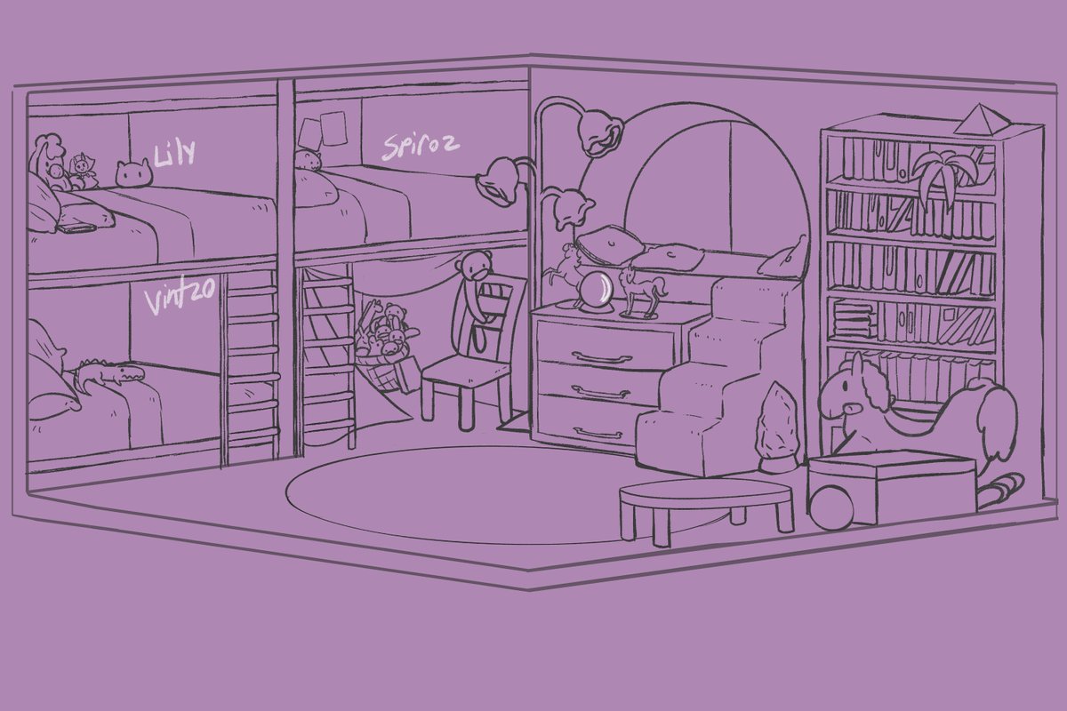 This is the layout of the kids room I've been working on 😭I wanted to fully color it but I just got to this point which isnt bad tbh  🤧 #HelluvaBoss #Stolitz