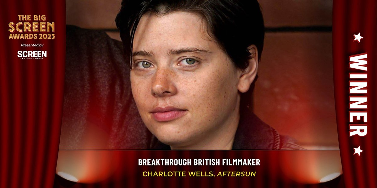 The winner of Breakthrough British Filmmaker is, Charlotte Wells, @aftersunmovie. #BigScreen23