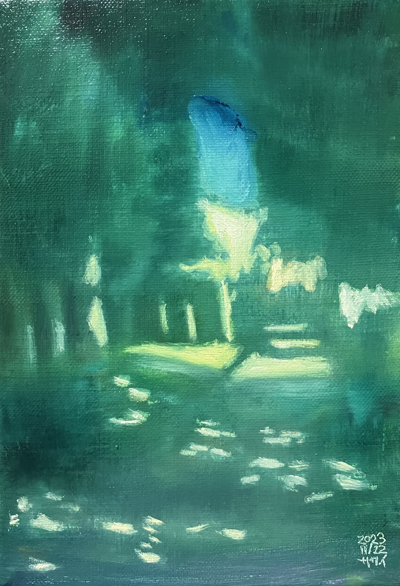 22×27㎝「優しい夕空２」F3・油彩・原画 22×27㎝「優しい夕空2」F3・油彩・原画