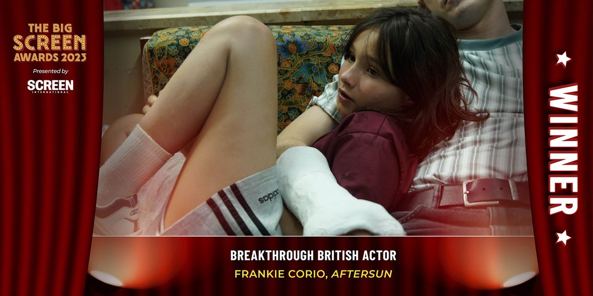 Up next is the award for Breakthrough British Actor, and the winner is Frankie Corio, @aftersunmovie. #BigScreen23