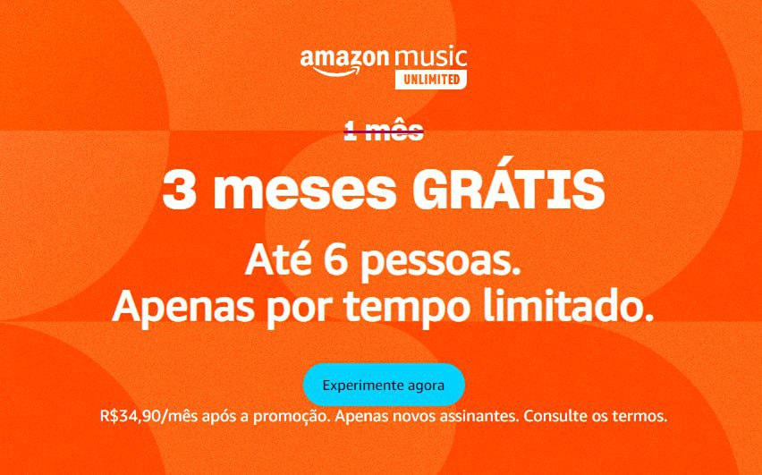 ProjectFollowGO's tweet image. 3 meses GRÁTIS de Amazon Music
Plano familia
Até 6 pessoas.
Apenas por tempo limitado.

amzn.to/3R6xpsD