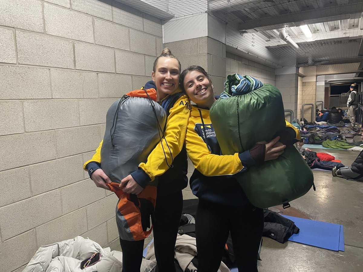 #TeamRhinos

Players from the Leeds Rhinos Women and men’s team along with the <a href="/RhinosNetballSL/">NIC Leeds Rhinos Netball</a> squad are here tonight to take part in the  #LeedsBigSleep  💙💛

Please donate justgiving.com/campaign/leeds…