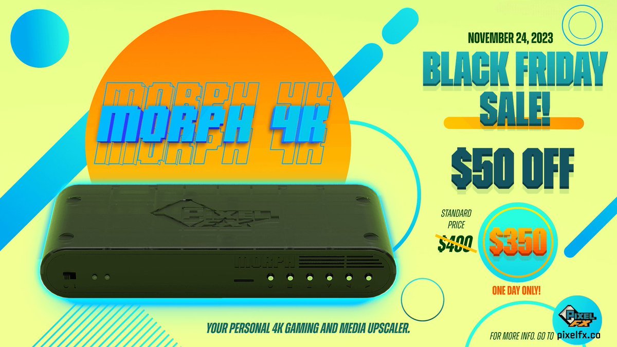 PixelFXco's tweet image. It's almost time!!  The Morph 4K pre-order opens in an hour.

See you there!

12AM ET on the DOT!