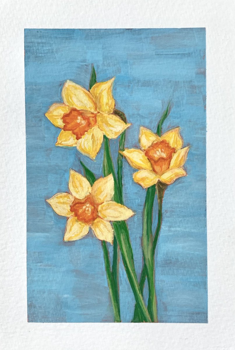 mintkun11xd's tweet photo. my painting for changgu 💙 daffodils, his birth flower, symbolize new beginnings and hope 💙 https://t.co/zfYQh0jb5c