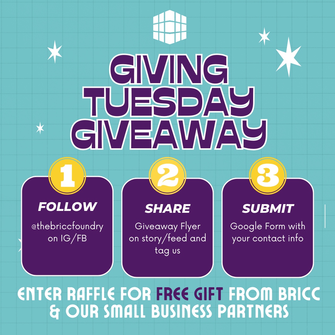 We are full of gratitude to be able to share light &amp; love to our supporters during BRICC's annual 👐🏽💛#GivingTuesday #Giveaway of merch &amp; special items from our favorite women-owned brands! Enter raffle for free until 12/8! 👆🏾Tap the #linktree in our bio!