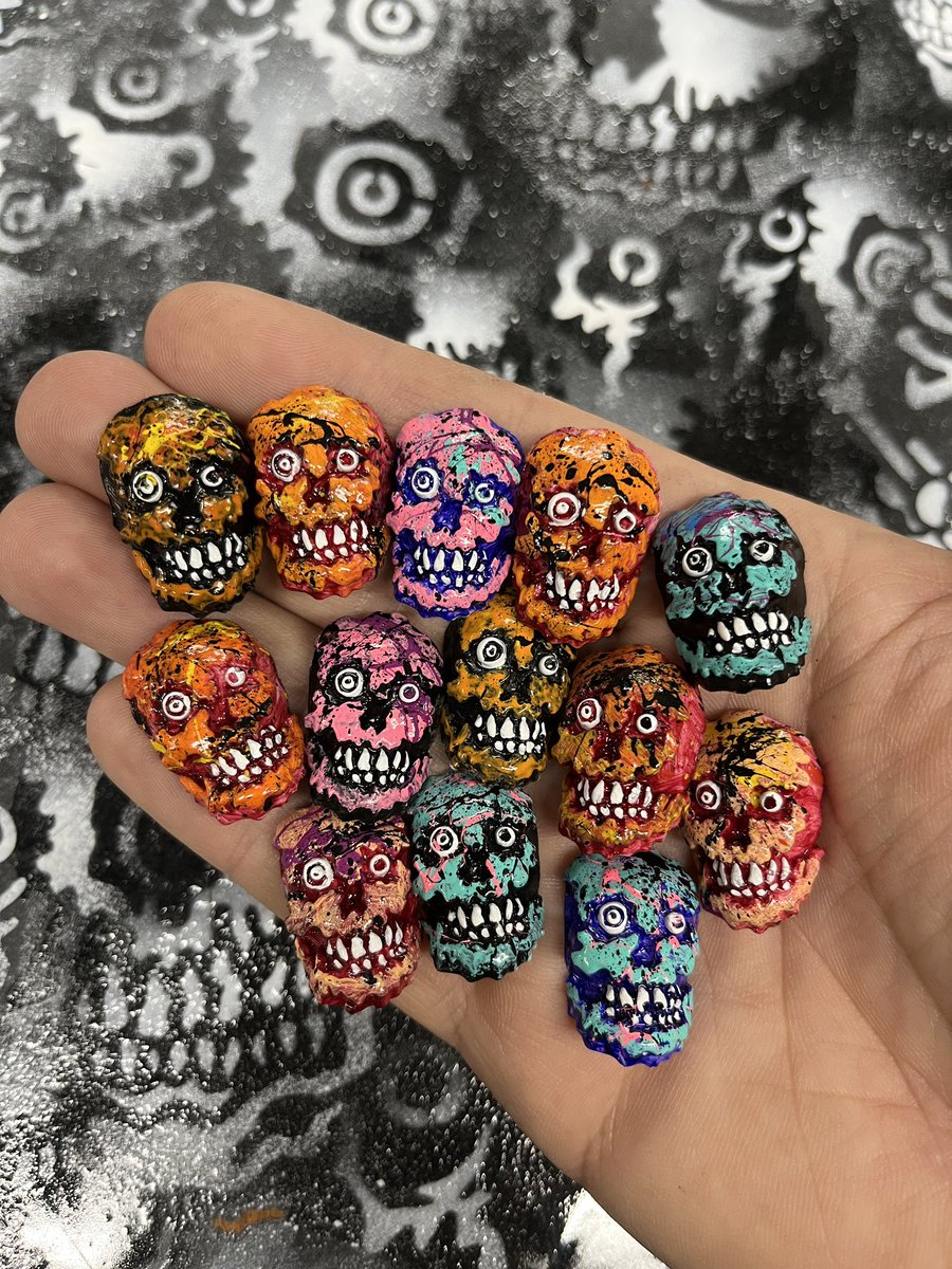 RxSkulls's tweet photo. These are TOO FUN! They take a steady hand to paint those teeth and eyes!! Can’t wait to start sticking these around town!! They have super strong 3m backing. https://t.co/JDtbzrGOFm