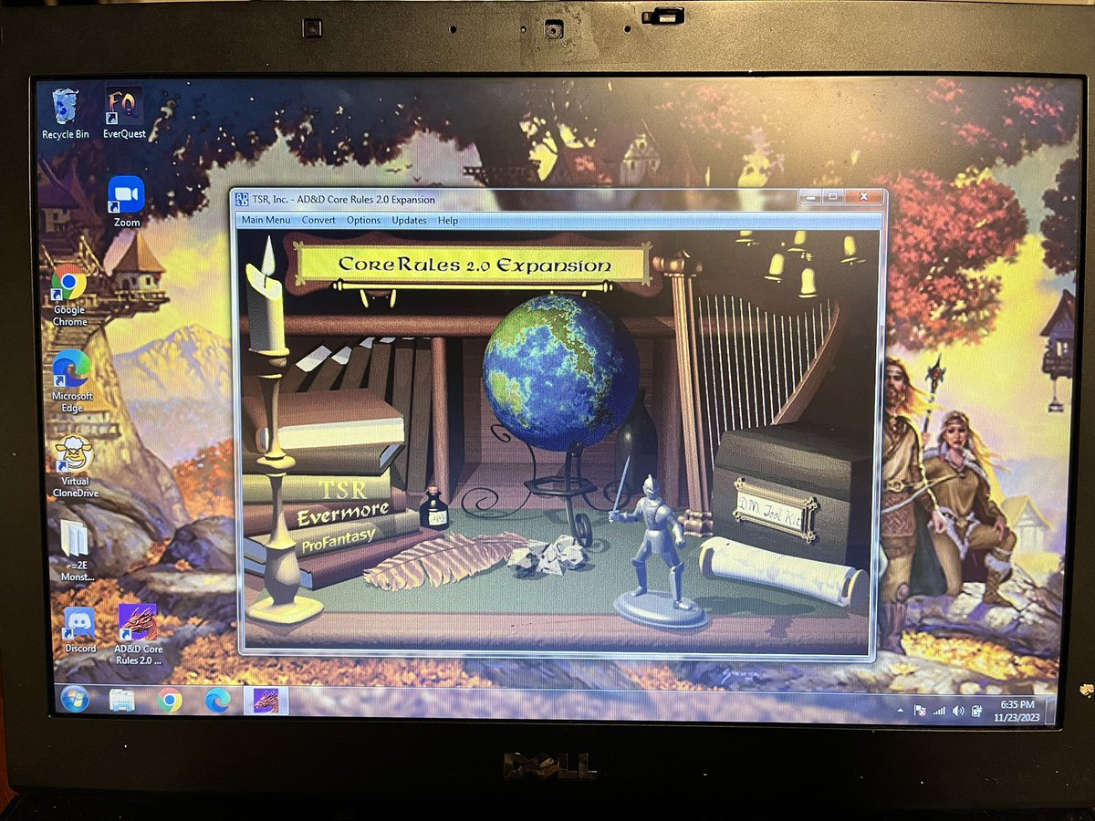 RetroGamer_Meph's tweet photo. Fired up an old Win 7 laptop that I used for my Ad&amp;d games.  Core Rules 2.0 + expansion and the Complete Monstrous Compendiums.  Everything a DM could ever want at his fingertips.  #Adnd2E #RPG #TTRPG https://t.co/8dUeEsWg6a