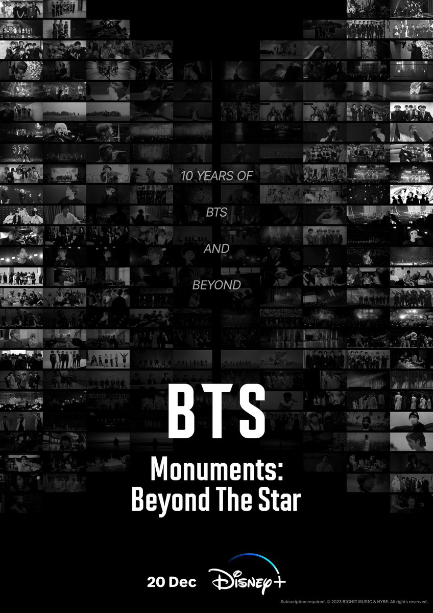 <BTS Monuments: Beyond The Star> Main Poster 방탄소년단의 10년, 그 너머의 이야기 The 10 years of BTS and beyond 🗓️12월 20일 오후 5시 디즈니+ 공개 🗓️Dec 20, 5PM (KST) exclusively on Disney+ #BTS_Monuments_BeyondTheStar #BTS_모뉴먼츠_비욘드더스타