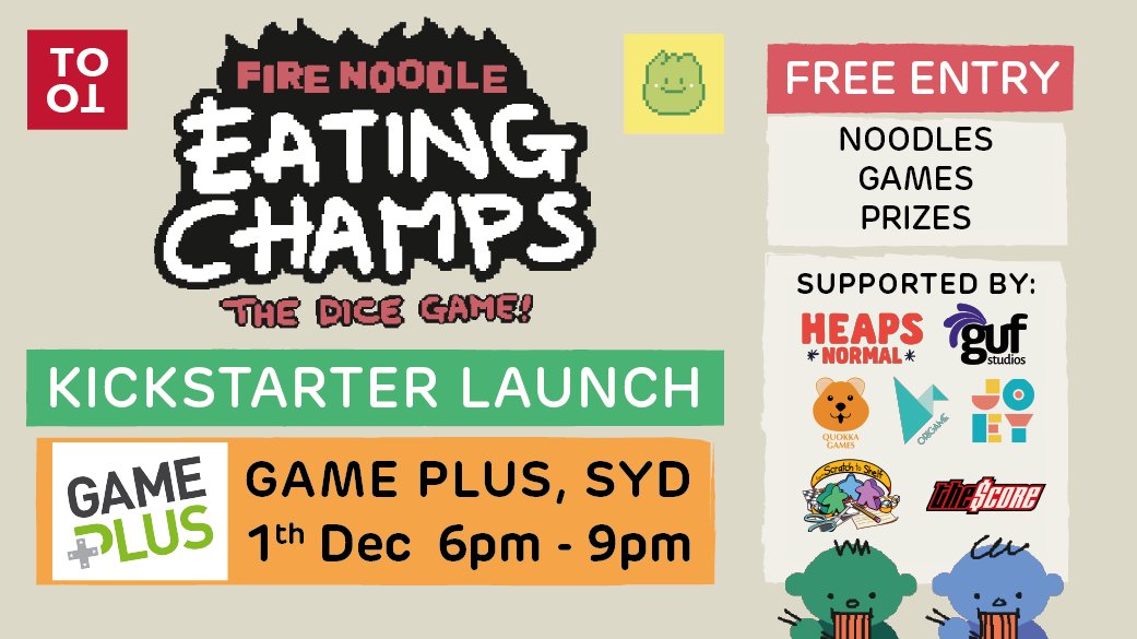 Jason ToToTam | Coffee Up! Nov 16 (@_tototam) on Twitter photo 1 Week to go until the #firenoodleeatingchamps <a href="/Kickstarter/">Kickstarter</a> Launch Party at <a href="/workatgameplus/">Game Plus - coworking for game dev & tech</a>.
Learn more about sponsors and prizes in the thread 1/4
🏠 Game Plus, Sydney
📍406/22 Mountain St, Ultimo NSW 2007
🗓️ Friday 1st Dec | 6pm - 9pm
🎟️ Free Entry!
🎁 Prizes to be won! 1 Week to go until the #firenoodleeatingchamps <a href="/Kickstarter/">Kickstarter</a> Launch Party at <a href="/workatgameplus/">Game Plus - coworking for game dev & tech</a>.
Learn more about sponsors and prizes in the thread 1/4
🏠 Game Plus, Sydney
📍406/22 Mountain St, Ultimo NSW 2007
🗓️ Friday 1st Dec | 6pm - 9pm
🎟️ Free Entry!
🎁 Prizes to be won!