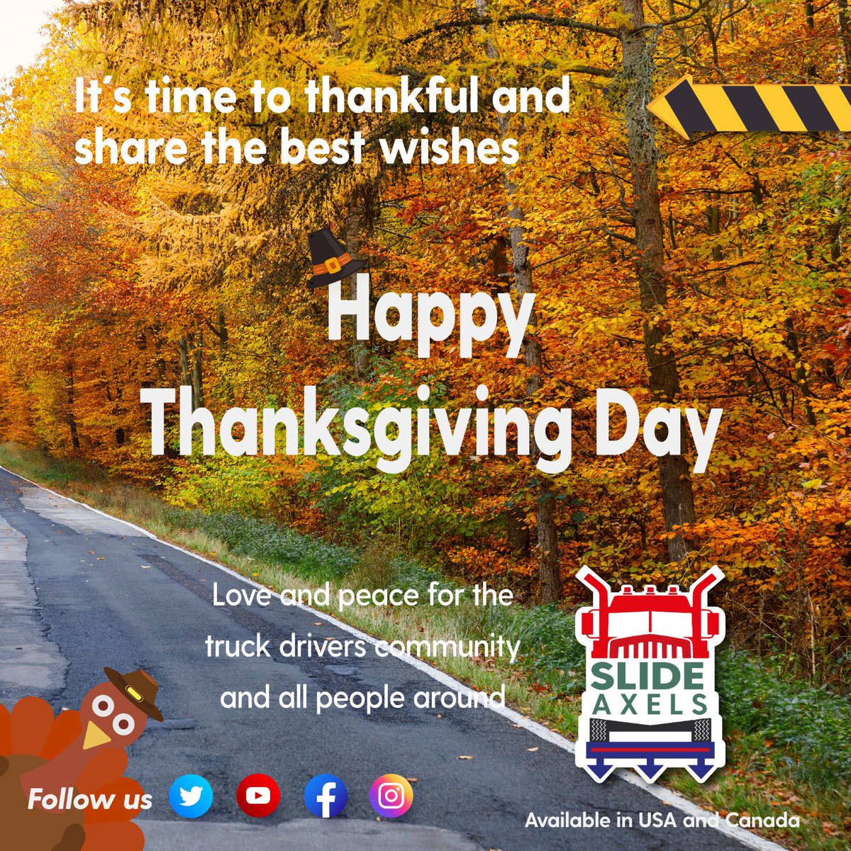 Truck drivers community,
happy thanksgiving and the best wishes  by #SlideAxels
#Thanksgiving #truckschooldriversusa #trucker #truckdrivingschool #trucktraining #trucklifestyle #CDLSchool #scaleticket #weighstation #cdltraining