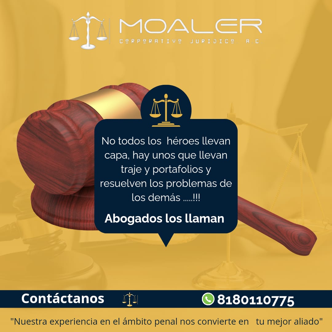 En Moaler Corporativo Jurídico nos dedicamos a la defensa penal de casos complejos📷📷
Contamos con más de 23 años de experiencia y un equipo de especialistas en la materia.
📷 8180110775