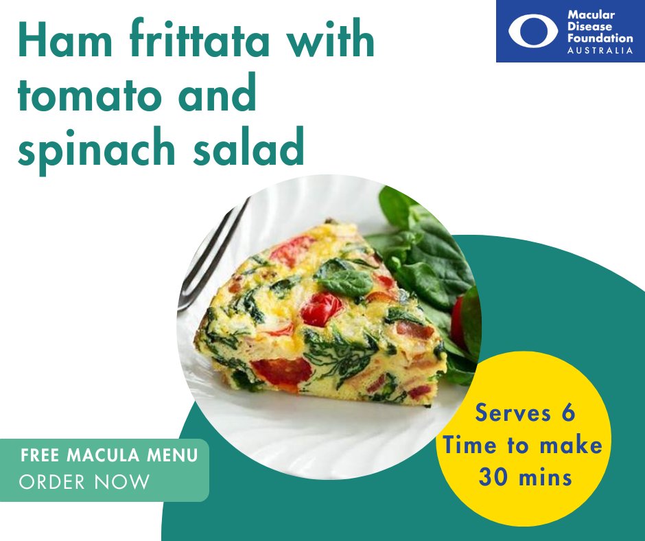 Try this simple, summery lunch that’s perfect for laid-back holidays. Eggs are a source of lutein and zeaxanthin and this frittata has a good mix of eye-healthy vegetables in the peas and corn. Download or order a free macula menu for more summer recipes mdfoundation.com.au/resources/macu…