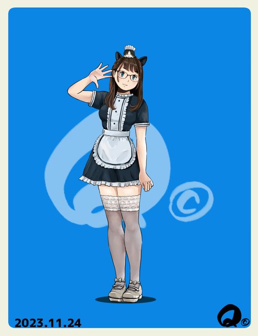 11/24㊎のモカちゃんメイド服モカちゃんその⑧かわいいの描けた～～ 