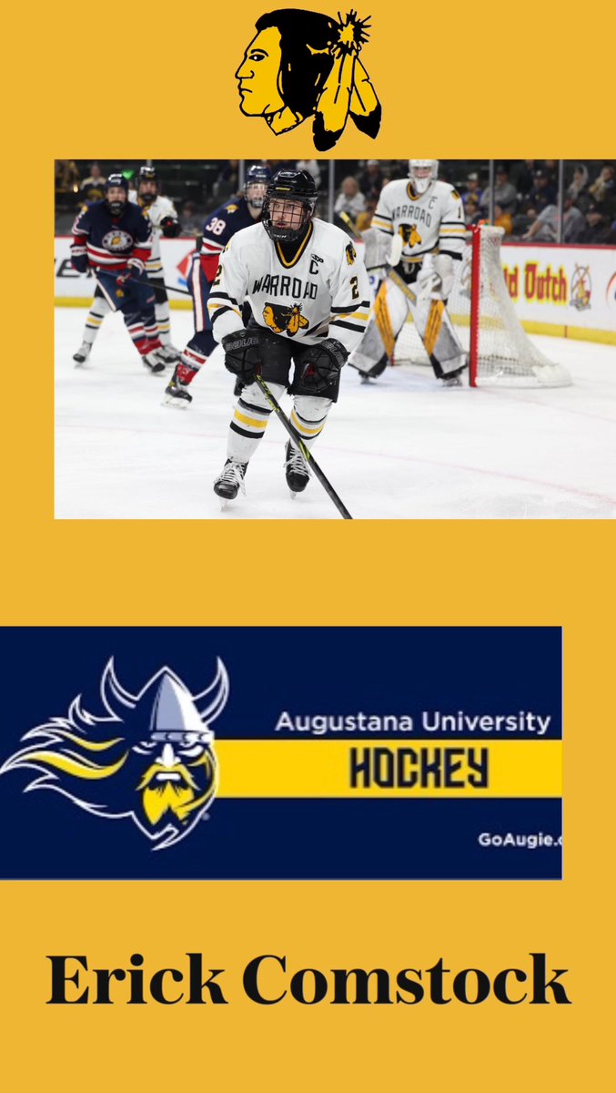 Congratulations to Warrior alumni Erick Comstock on committing to play D1 hockey at Augustana University! We are so proud of you EE!! Erick currently plays junior hockey for the Wisconsin Windigo in North American Hockey League.