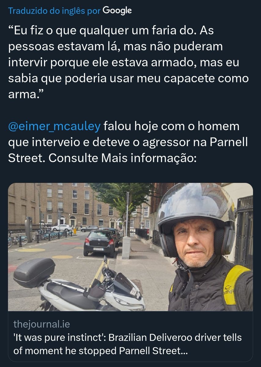 stuartdois's tweet photo. Um muçulmano estava matando crianças nas ruas da Irlanda e ninguém pôde deter ele; muitos policiais estavam com medo, inclusive. Para dar fim ao ataque terrorista, bastou apenas um brasileiro e seu capacete de moto. Até o Conor McGregor agradeceu. O brasileiro merece aplausos 👏 https://t.co/HHyanf7yf0