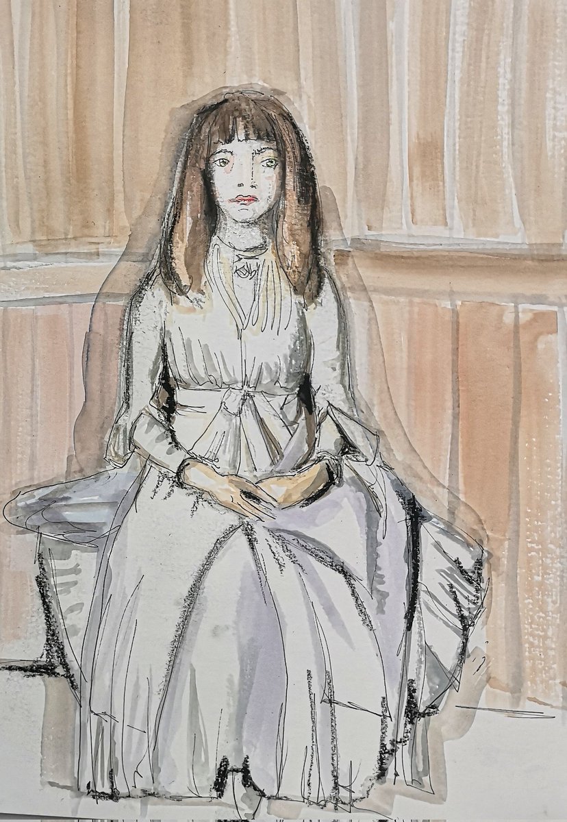 My belated version of Miss Elsie Palmer by John Singer Sargent <a href="/StudioTeaBreak/">Virtual Studio</a> #portraitchallenge