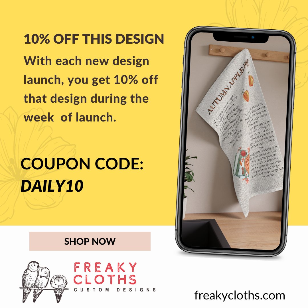 Personalize your kitchen with our Custom Tea Towels! Perfect for family recipes or unique designs. Choose from cotton or polyester. Size: 18" × 30". Ideal for cooking, gifting, or decorating! 🍴🎁 #CustomKitchen #FamilyHeirloom #KitchenEssentials 🌈📏

freakycloths.com/product/family…