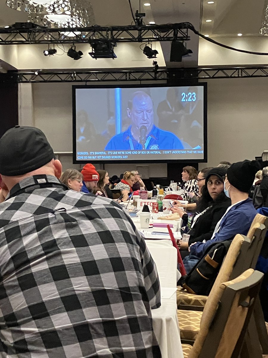 ONIWG Member Wayne addressed the floor at @OFLabour today in support of important health & safety/comp proposals that passed unanimously. Thank you, OFL, for your great work for injured workers.