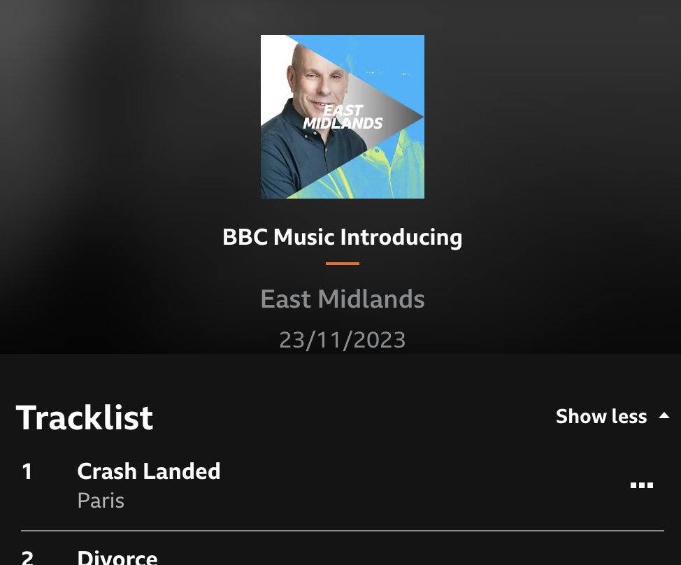 Absolutely thrilled that our band's latest track, 'Paris', got another spin on the BBC Introducing East Mids show earlier!

Can't wait for you to hear what's next 🙏

bbc.co.uk/sounds/play/p0…