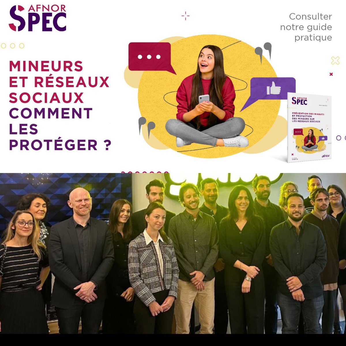 BetterInternetF's tweet photo. 🚀 Guide pratique « Prévention et protection des #mineurs sur les #réseauxsociaux » auquel nous avons collaboré aux côtés de l’@AFNOR et de professionnels de l’industrie du #numérique et d’associations de la protection de l’#enfance en ligne 
👉 gratuit : https://t.co/FU7NXPDNnk https://t.co/51yTpGLMFY