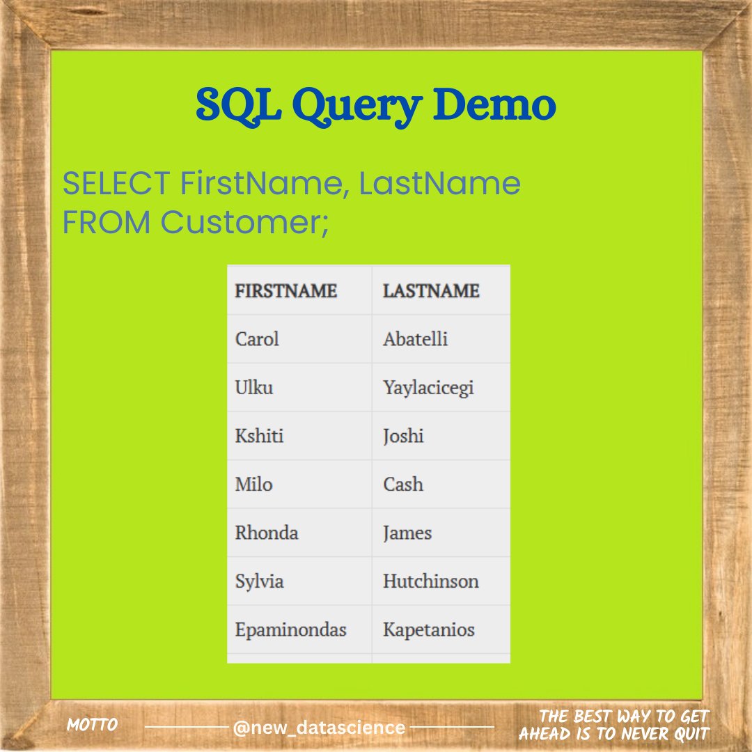 newdatadiary's tweet image. Follow @new_datascience for everyday learning! #SQL #Dataanalytics #Datascience #database #python #math #machinelearning