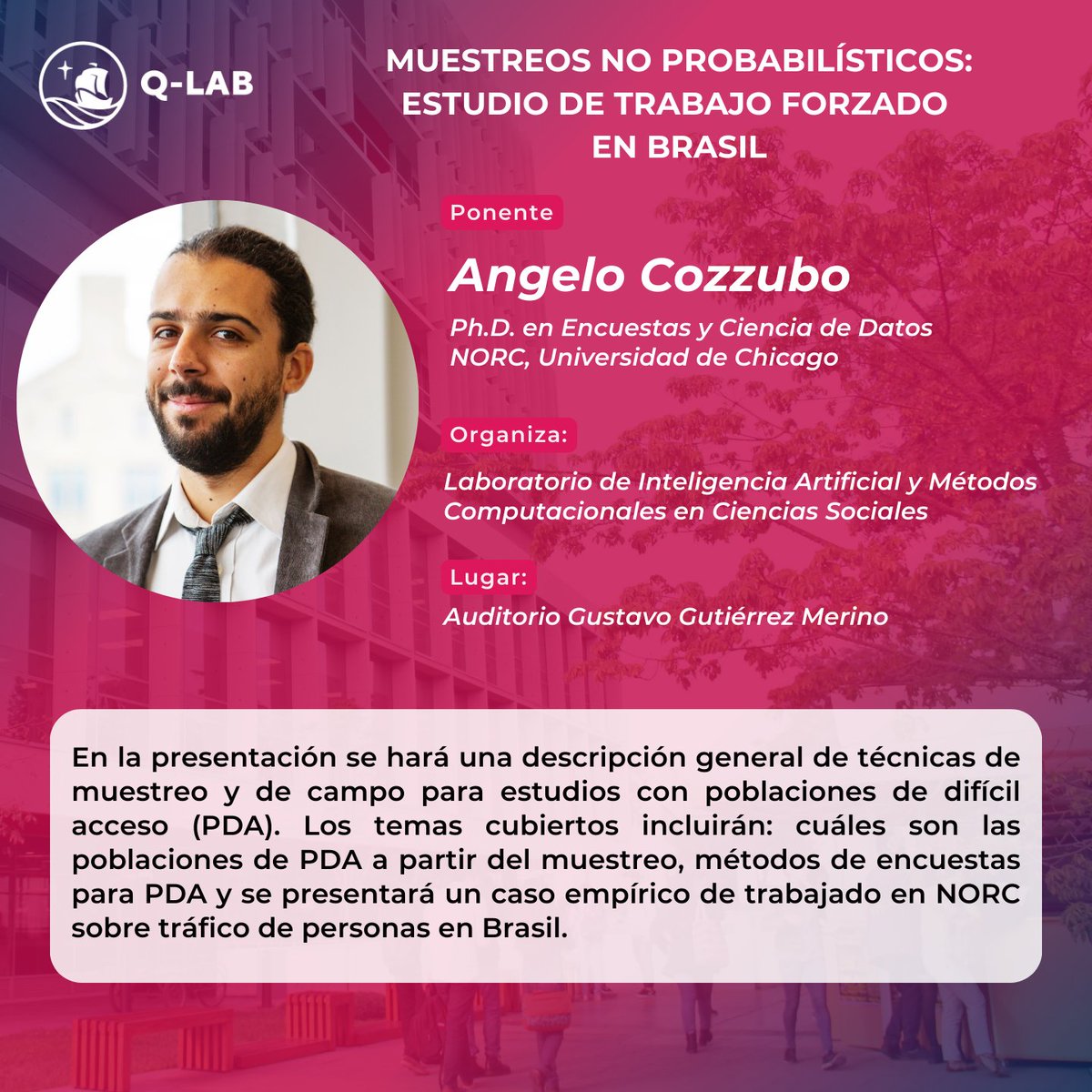 qlabpucp's tweet photo. Q-LAB invita a la charla del Prof. Partha Lahiri, Director del Programa de Encuestas de la Univ. de Maryland. Tema: Posgrados en encuestas, Ciencia de Datos y Políticas Públicas. 05/12 a las 6:00 PM en Auditorio de Ciencias Sociales, PUCP.

Regístrate: https://t.co/TbUqzUMuLJ https://t.co/LDhxc3yGIH