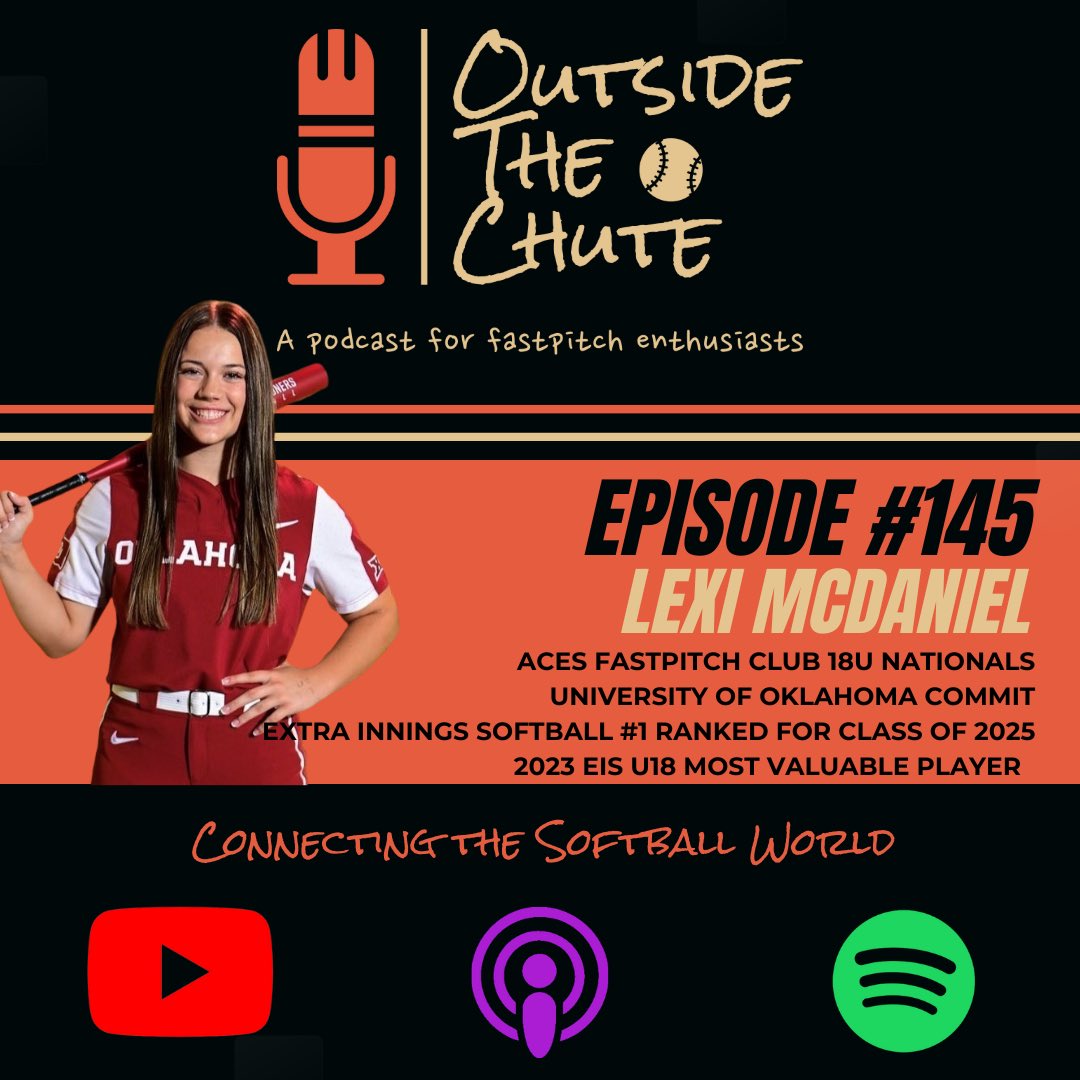 Outside The Chute (@outsidethechute) on Twitter photo 🚨 EPISODE ANNOUNCEMENT 🚨
Tune in this Monday as we sat down and chatted with <a href="/ExtraInningSB/">EXTRA INNING SOFTBALL</a> #1 ranked player for the class of 2025 and <a href="/OU_Softball/">Oklahoma Softball</a> commit, <a href="/LexiMcDaniel2/">Lexi McDaniel</a>
Such a great chat with one of the future stars of our game!
Don’t miss it! 🚨 EPISODE ANNOUNCEMENT 🚨
Tune in this Monday as we sat down and chatted with <a href="/ExtraInningSB/">EXTRA INNING SOFTBALL</a> #1 ranked player for the class of 2025 and <a href="/OU_Softball/">Oklahoma Softball</a> commit, <a href="/LexiMcDaniel2/">Lexi McDaniel</a>
Such a great chat with one of the future stars of our game!
Don’t miss it!