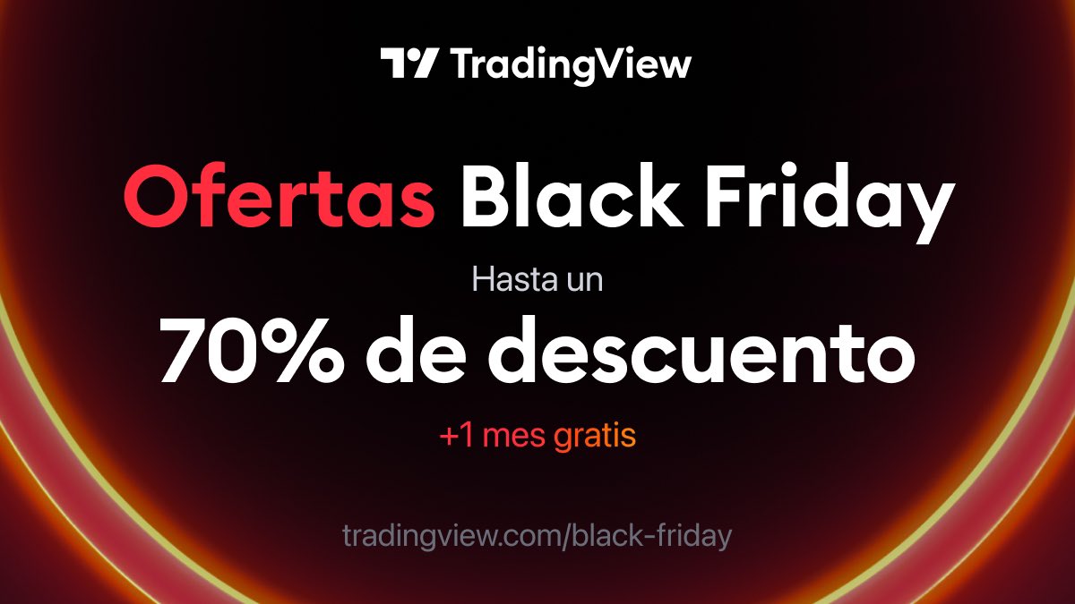 #BlackFriday en @es_tradingview Vamos a sortear un Plan Premiun Anual Gratis!!! Para participar, más fácil imposible. 1- Seguirme a mi y a @es_tradingview 2-Hacer RT y like a este tweet. Sorteamos el viernes Link a Trading View 👇🏻 es.tradingview.com/black-friday/