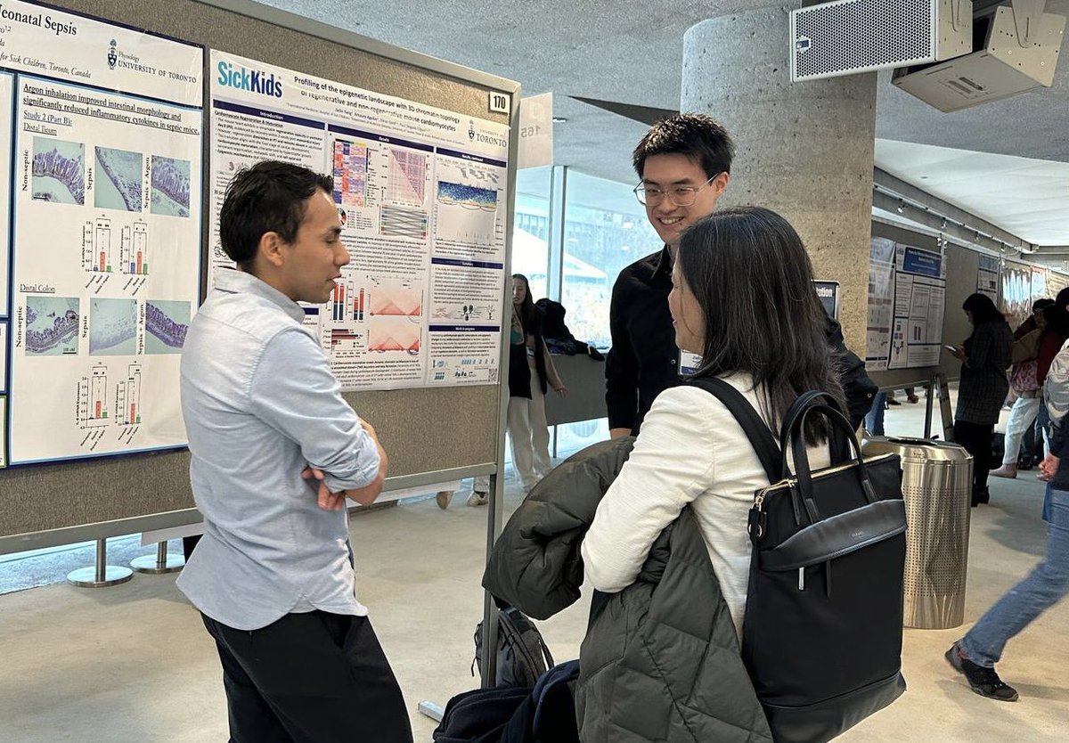 Very proud of Amalia Caballero, <a href="/yruamaguilar/">amaury aguilar</a> and <a href="/Jielin_Y26/">Jielin Yang</a> , who did a great job showcasing their amazing research at the <a href="/SickKidsNews/">The Hospital for Sick Children (SickKids)</a> Annual Retreat!
