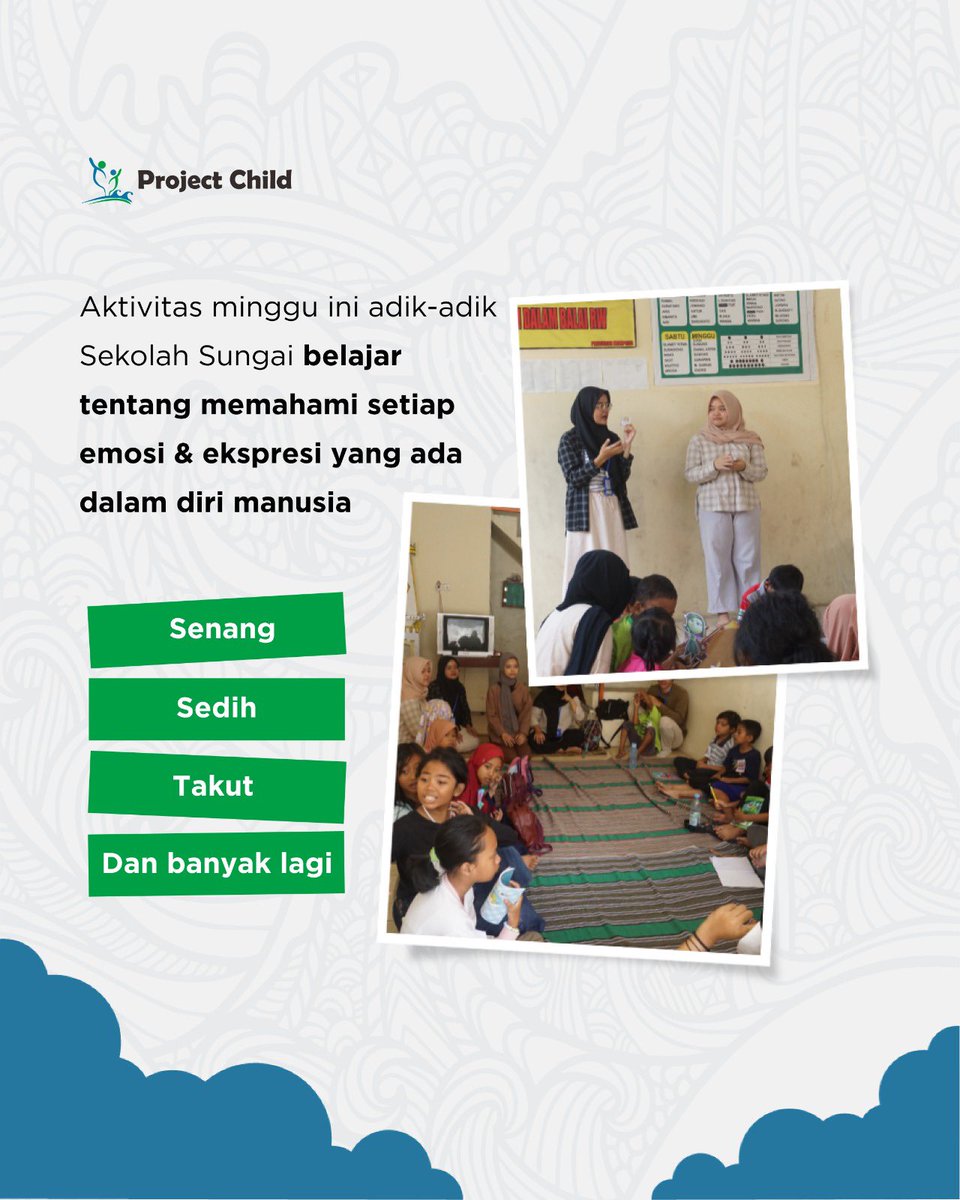 projectchildina's tweet photo. Hi kakak-kakak! 

siapa yang penasaran dengan kegiatan Sekolah Sungai minggu lalu?👀🤚🏼

Adik-adik diajarkan cara menyadari emosi, dan bagaimana cara mengelola emosi tersebut. Dengan pendekatan melalui video &amp; karakter dari film atau animasi ternyata https://t.co/EloIcKDfW9