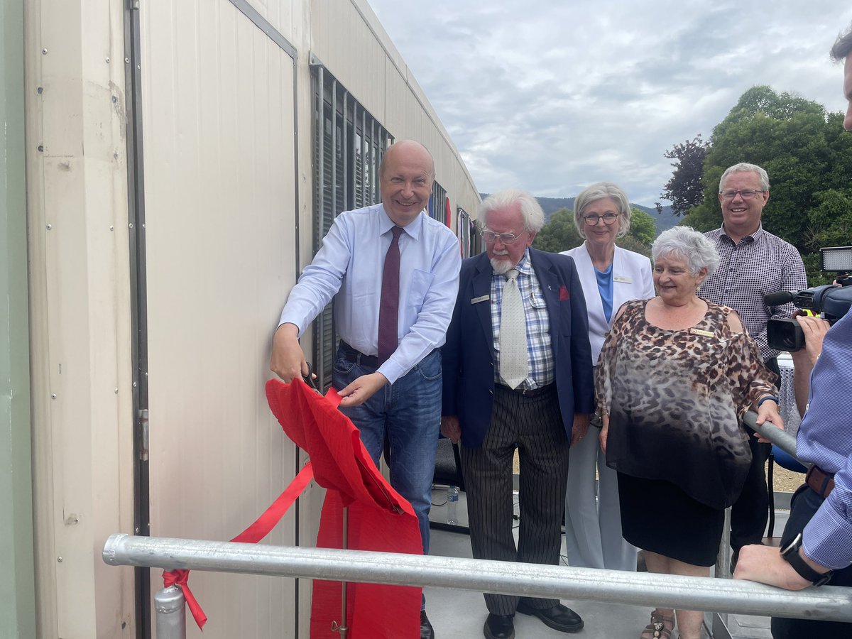 French ambassador to Australia cuts ribbon on Corryong Fooshare building established with some money from Villers-Brettoneux.