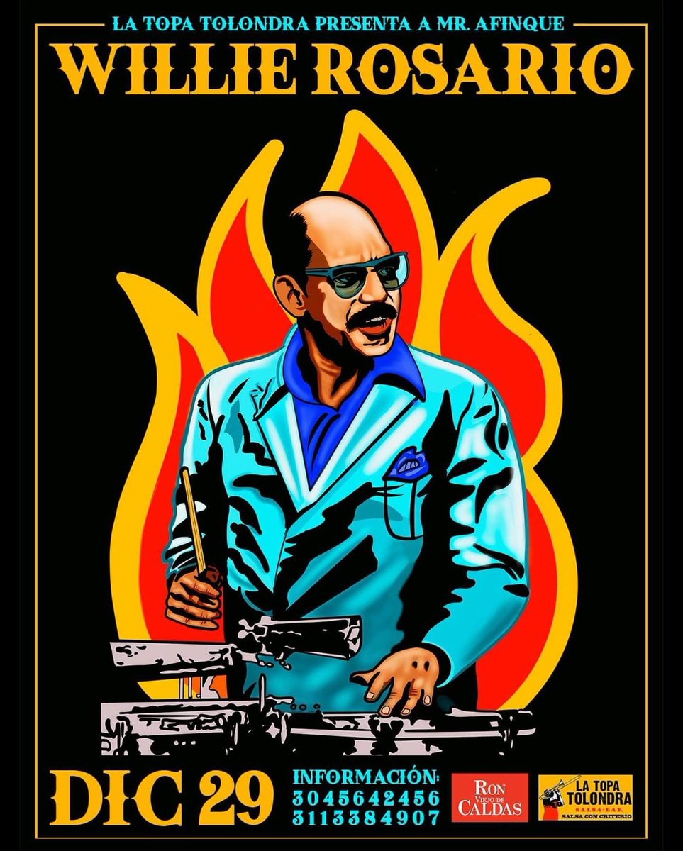 andresmvidal's tweet photo. Willie Rosario !
La leyenda en vivo en Cali,
Este 29 de diciembre.
Con 99 años y al frente de su banda 🔥🔥🔥💪 https://t.co/MQ5wBrcoU7