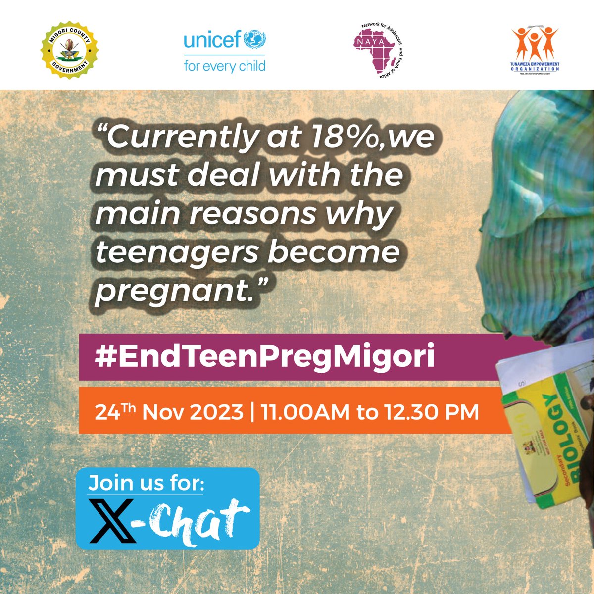 Pols2s's tweet photo. Happy Friday 😁

Dont miss out on this X-Chat! We will be unpacking the root causes of teenage pregnancies today.
🕘11 AM - 12:30 PM.
 #EndTeenPregMigori #NAYAVoices https://t.co/TEPL9yKXRh