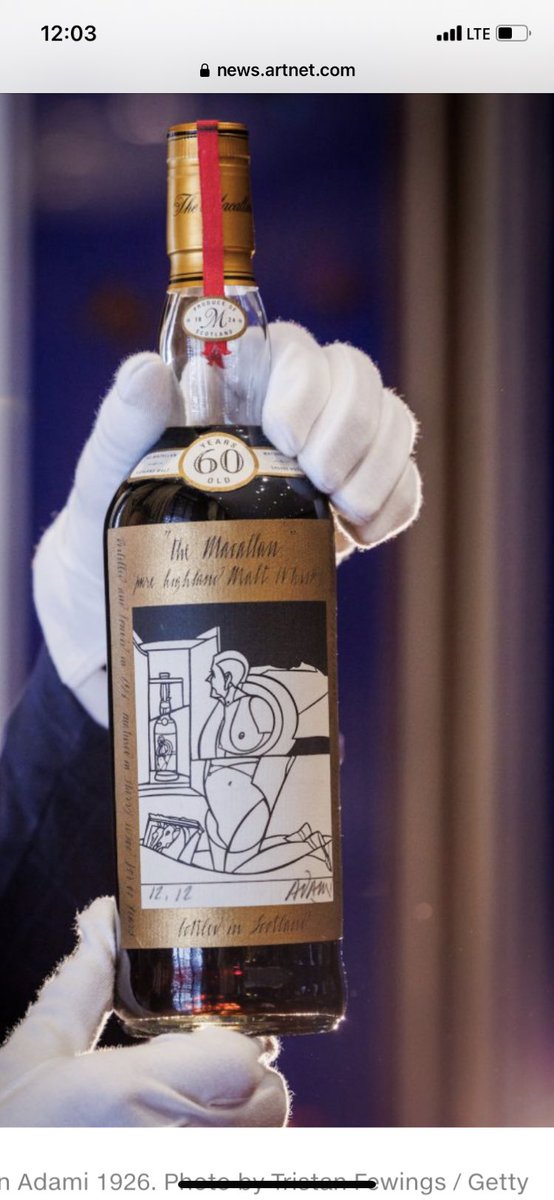 Call me a cynic,  but isn’t $2.6 million an insane amount to pay for a bottle of scotch that will be worthless once consumed? #macallan #rarewhisky #singlemalt news.artnet.com/news/record-ma…