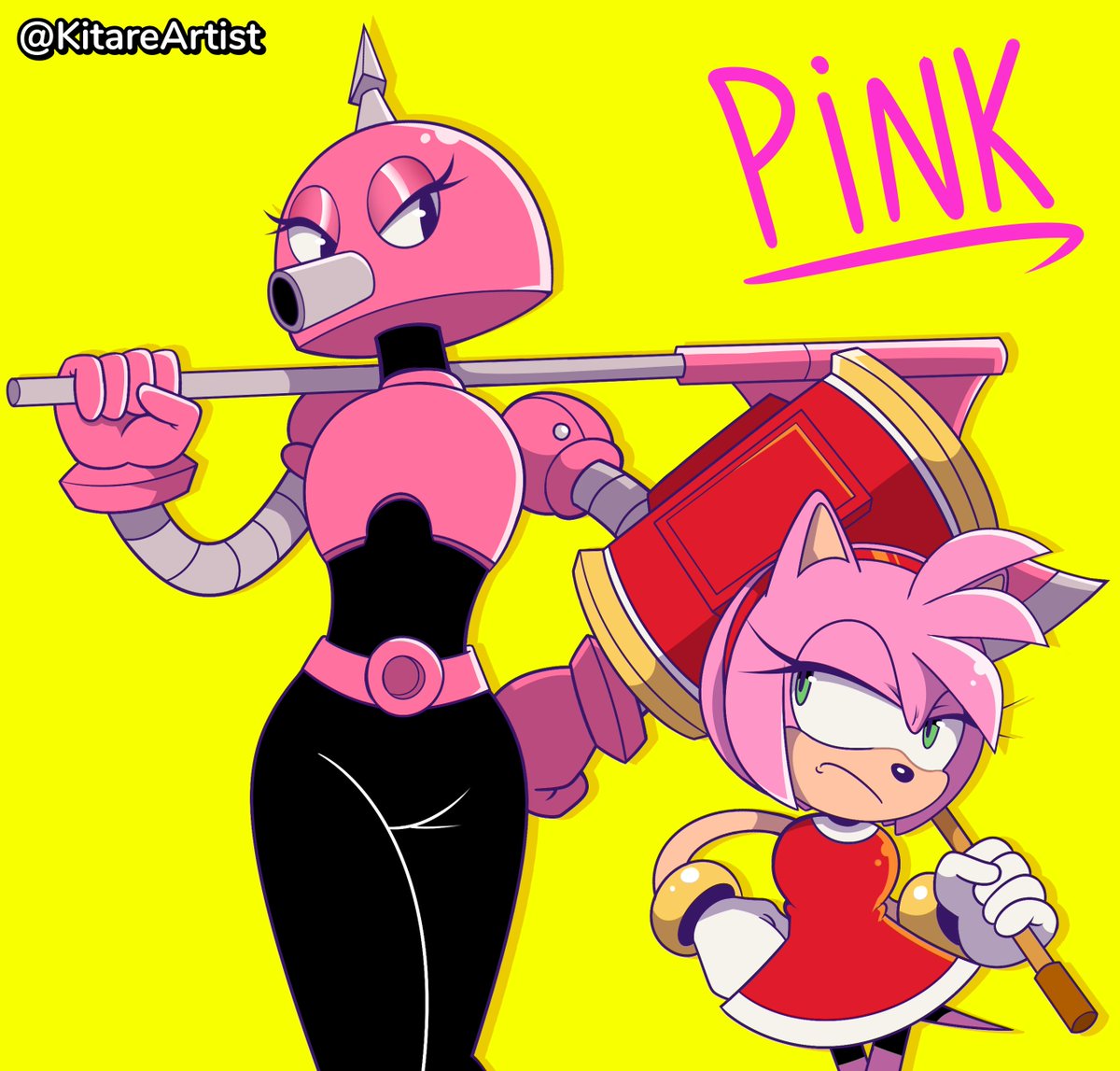 エミー・ローズ 「 Pink Girls with Big Weapons  #AmyRose #」|Kitare - COMMS OPEN!のイラスト