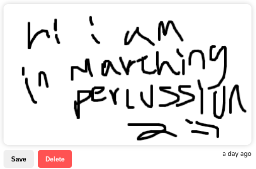 "hi i am in marching percussion 2 :3