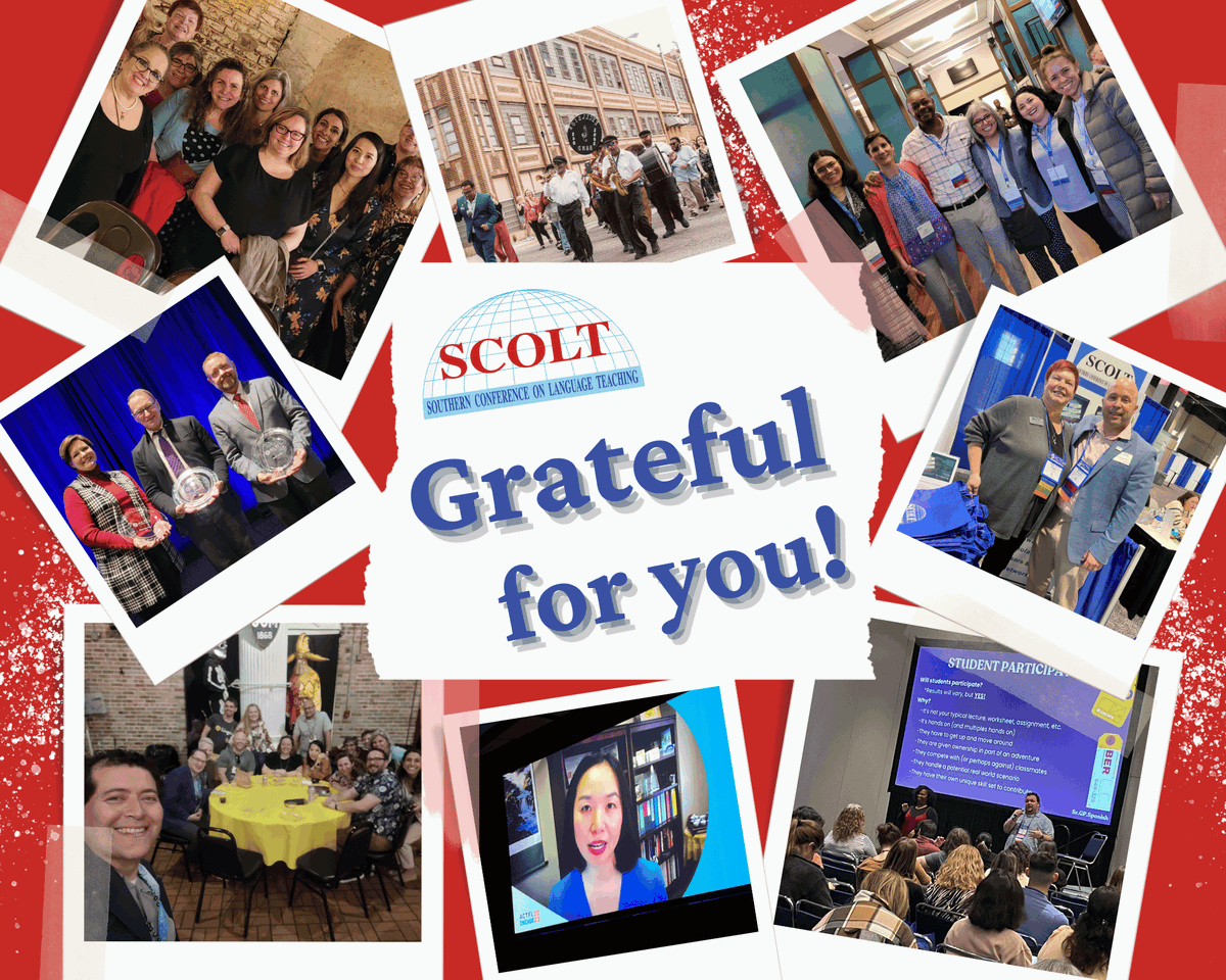 _SCOLT_'s tweet photo. We hope you're taking β° time to recharge π€.
At #SCOLT, we know YOU ARE SCOLT! For that, we are so grateful for YOU each & everyday!
To our incredible community of language educators, we extend our deepest gratitude for your dedication! ππ https://t.co/aaADOxVnzJ