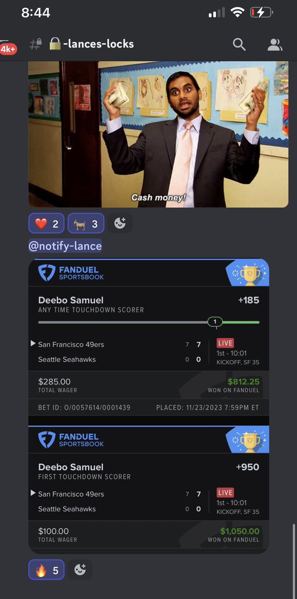 GreenSlipCord's tweet photo. @lancefraenkel strikes again! We cash a +185✅ and +950✅ on DEEBOOO! 

The man is hot and just can’t miss right now. The reads are dead on. You gotta ride the hot hand with Lance!!

Join us now! Link in bio 👇
https://t.co/EYAgfK9Rca https://t.co/6Fa18xRHdJ