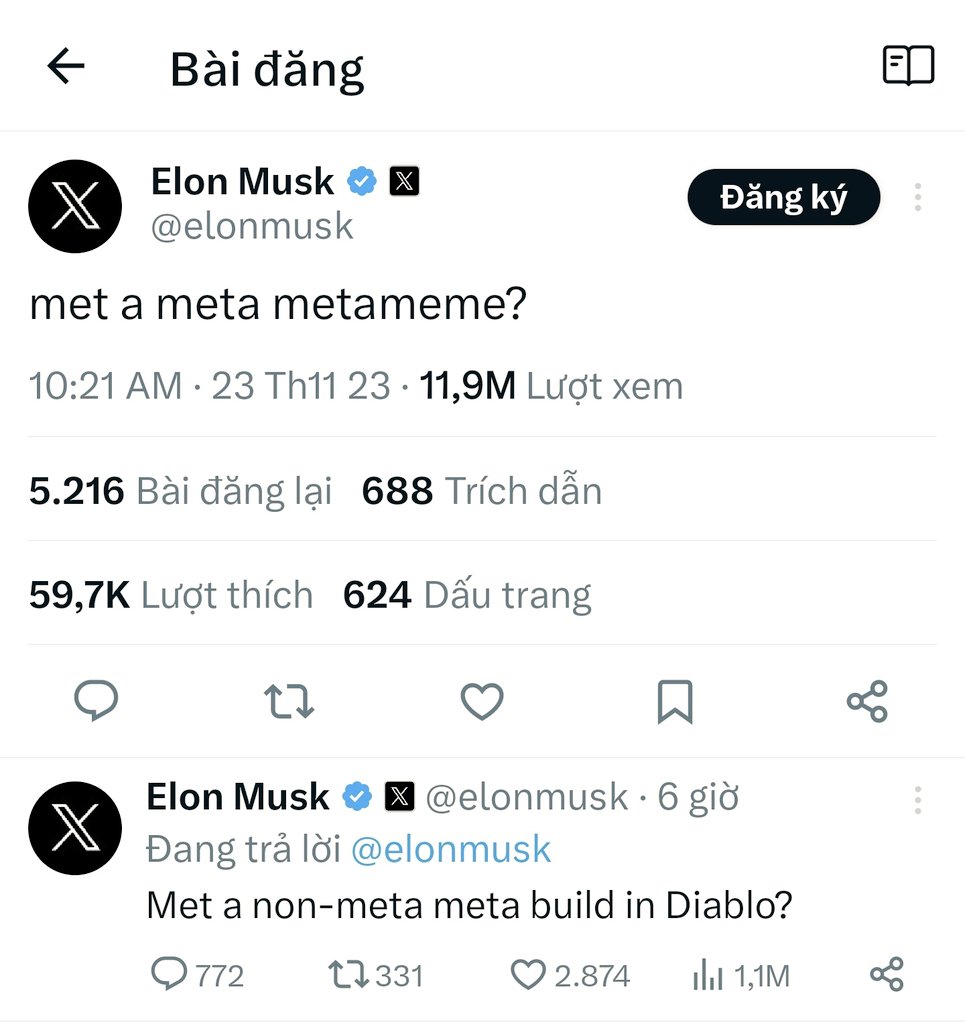 tradingmagazin3's tweet photo. 💥🌍Tweet của Elon Musk khơi dậy một sự hoành tráng của Meme Coin mà bạn không thể bỏ lỡ! 🌍⬆️

Hãy chuẩn bị cho lễ hội meme coin khi Elon Musk, CEO có tầm nhìn xa trông rộng của Tesla và X Corp đã tung ra một dòng tweet khiến cộng đồng tiền điện tử phải xôn xao! 🌋

Tweet của Musk: "gặp metameme?"
Với 11M triệu lượt xem và 15.600 bình luận (và đang tiếp tục tăng), dòng tweet này đang chuẩn bị trở thành cơn sốt lan truyền tiếp theo của nhà đầu tư tỷ phú.
Buzz: ⬆️
Các thành viên cộng đồng đang xôn xao với những suy đoán, liên kết bài đăng với Meta Platforms Inc.,
công ty mę của Facebook. Các meme tràn vào, tạo thêm nét vui nhộn cho cuộc trò chuyện. ✨️

🗺Cuộc cách mạng Meme Coin:
Elon Musk, người được biết đến với việc thúc đẩy cuộc cách mạng đồng meme, đã từng là người ủng hộ nhiệt tình cho Dogecoin, Shiba Inu và thậm chí còn đưa ra những gợi ý về Milady Meme Coin. Dòng tweet mới nhất này đã trở thành trung tâm cho nhiều đồng
meme khác nhau, mỗi loại đều tranh giành sự chú ý với lượng người theo dõi khổng lồ của Musk.

♨️Ngoài tiếng cười:
Trong khi đồng meme đồng nghĩa với niềm vui, nhiều đồng tiền đang phát triển thành tài sản hướng tới tiện
ích. Shiba Inu dẫn đầu gói với giao thức Shibarium Layer-2, nâng cao khả năng mở rộng trên Ethereum. Dogecoin, Floki và BabyDoge không chi mang lại
tiếng cười; họ đang lao vào các dự án sáng tạo, từ trang phục mã thông báo cho đến trình tạo văn bản thành hình ảnh.

📣Chuẩn bị tinh thần cho cuộc cách mạng Meme Coin: Nơi sự vui nhộn kết hợp sự đổi mới!⬆️
#Elonmusk #altcoin #memecoin #รอรล่ม #bbcqt #مهرجان_الكلاب #GISELLE #نجاح_الوساطة_المصرية #heatwave #BlackFriday2023 #BlackFriday #BuildingX #CheoX