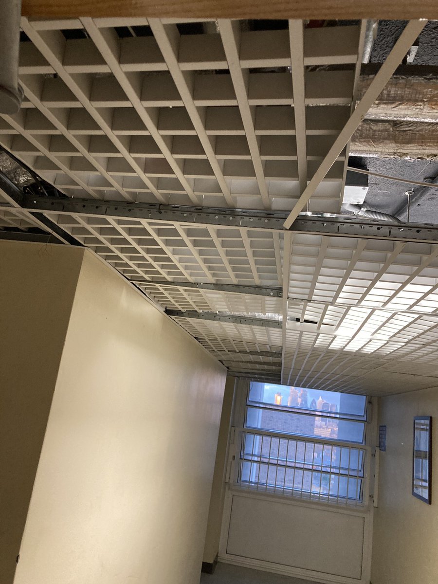 mzach8's tweet photo. @survivinglambet @lambeth_council #fiberupgrade #mess whilst I am always pleased with an upgrade the mess left behind is a total disappointment! That’s 20 floors of now broken ceiling tiles. Thank you @bt_uk @BTCare https://t.co/OwqnHIwUwq