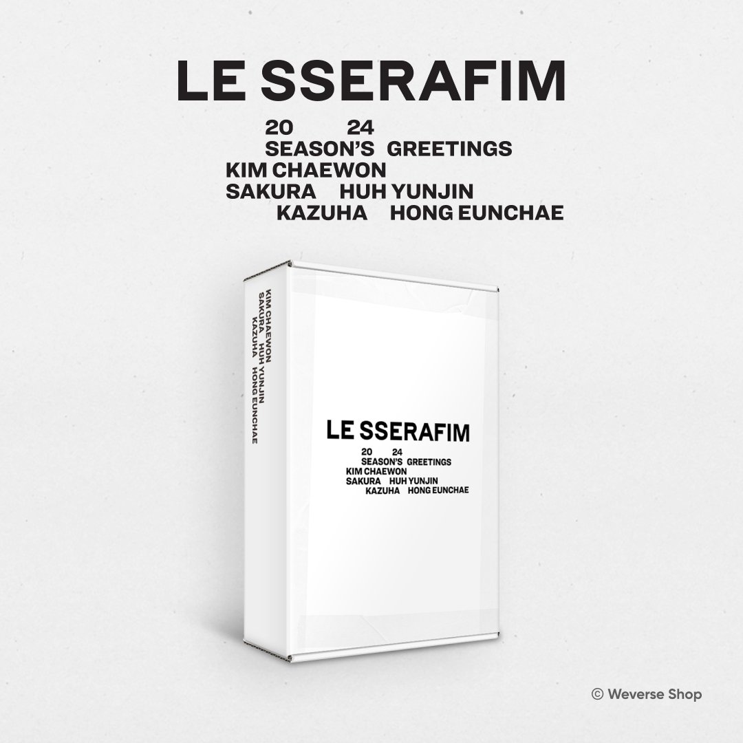 LE SSERAFIM 2024 SEASON'S GREETINGS 예약 판매 안내 💌

#LE_SSERAFIM (<a href="/le_sserafim/">LE SSERAFIM</a>) 과 함께라면
우리들의 2024년도 활짝 피어나❤️‍🔥

🎁 예약 구매자 혜택 : 미공개 단체 사진 2종 + 도어 행어 프레임 1종

📅 예약 판매 일정 : 11월 24일(금) 11 AM ~ 12월 19일(화) 11:59 PM (KST)
🛒