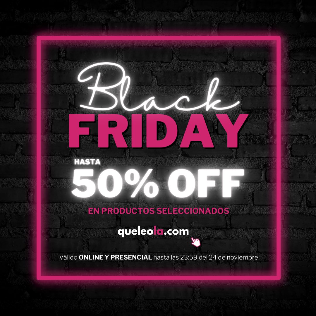 QueLeoLA's tweet photo. Ya comenzó el Black Friday! 😜

• Online en https://t.co/UoRyJ5x0BL 📲
• Presencial en Colón 448 Los Ángeles 🛍️

Hasta 50% OFF

#queleola 
#leemas 
#blackfriday2023 https://t.co/NP6S5Bw68r