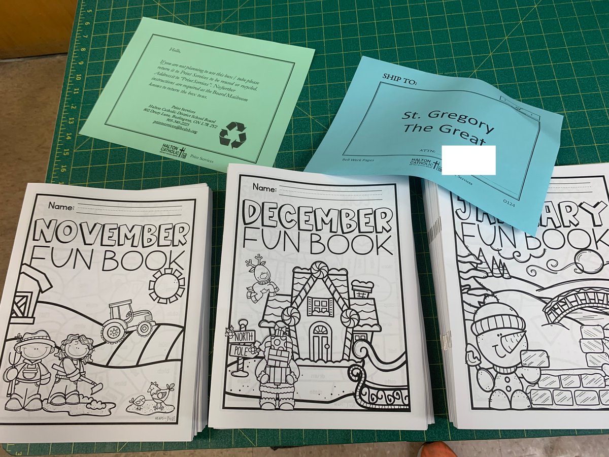 Three months of FUN 😀 <a href="/StGregoryHCDSB/">St. Gregory</a> 
<a href="/HcdsbPrint/">HCDSB Print Services</a> having fun printing these booklets.  
11x17 folded to 8.5x11 and stapled. <a href="/HCDSB/">Halton Catholic DSB</a>