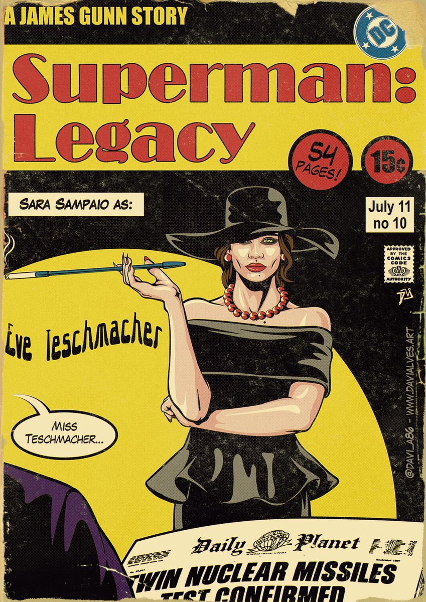 Superman: Legacy. Eve Teschmacher Retro comics cover Art 🙌 @JamesGunn @SaraSampaio