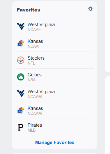 mgtnquasar's tweet photo. These are my ESPN favorite teams, who are yours? https://t.co/s2V256L8wZ
