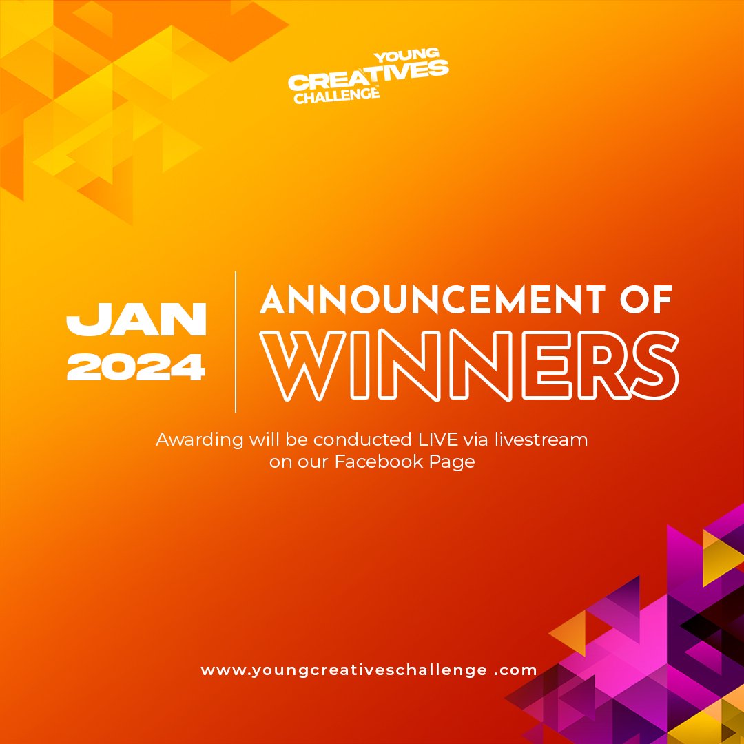 ycreative_ph's tweet photo. 📷THE FINALISTS for each category will be announced this January 2024! Get ready to embark on a journey of creativity and innovation!
#YC2 #YC2Semis #WeAreTheCreativesPH #iamCreativePH #iamDTIph #PhilippineCreativeIndustriesMonth #TheFutureisCreative #PCIM2023 https://t.co/2EQqNRyqjq