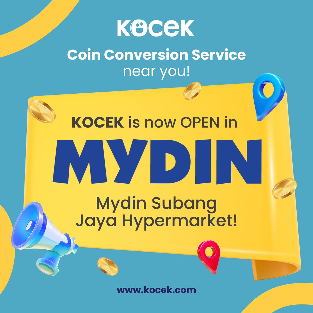 OfficialKocek's tweet image. 🔔 Attention Subang Jaya folks! 

🚀 Big news: KOCEK has just landed at Mydin Subang Jaya Hypermarket! 🛒

💰 Time to raid those coin jars and turn your loose change into usable digital cash value. 

🌟 Find out more at Kocek.com 

#KOCEK@Mydin #CoinConversion